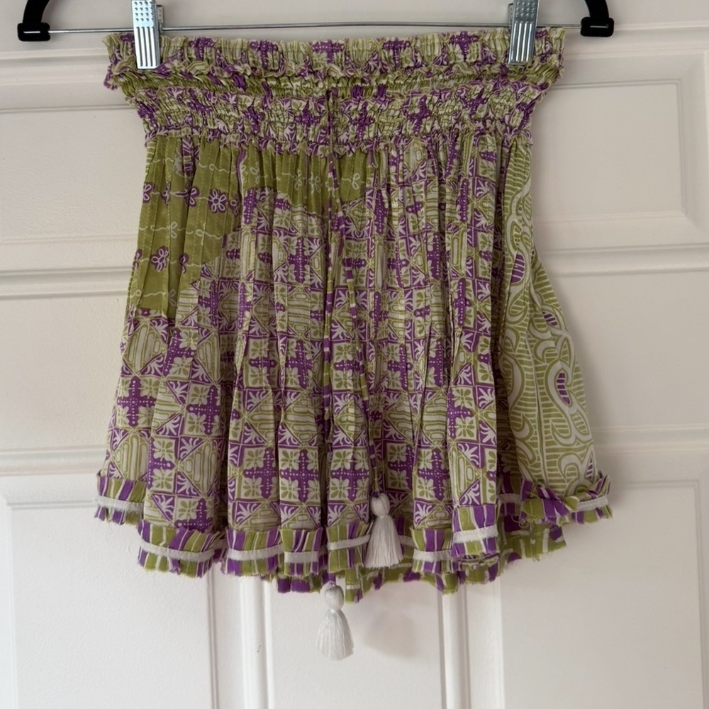 Poupette st Barth size xs mini skirt elastic waist‎ green summer flowy